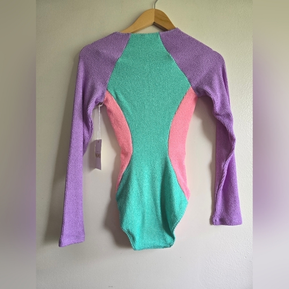 Show Me Your Mumu, Surfside One Piece, New Wave Colorblock Scrunch, Size XS -NWT - Picture 7 of 11